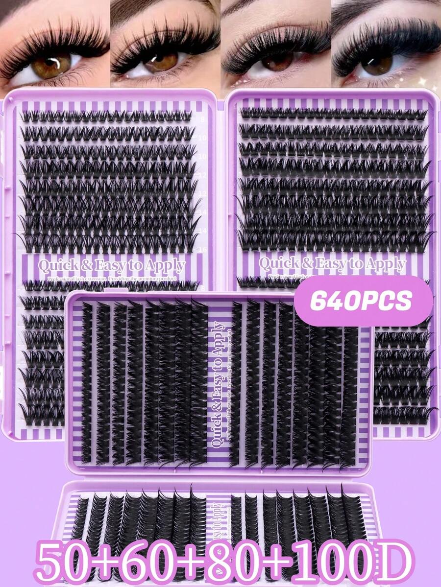 Libro de Pestañas Ojo de Gato de Alta Calificación 640pcs 50D+60D+80D+100D - Juego de Racimos de Pestañas DIY, Rizado D/DD, Longitud Mixta 8-16mm, Pestañas Naturales-Voluminosas-Esponjosas, Pestañas de Alta Relación Costo-Rendimiento. Amigable para Principiantes, Fácil de Aplicar. Adecuado para Uso Diario, Fiestas, Citas y Varias Ocasiones, Exclusivo para Entusiastas de la Belleza. Regalo Perfecto para Familia, Novia, Mejor Amiga. Regalo Ideal para Vacaciones