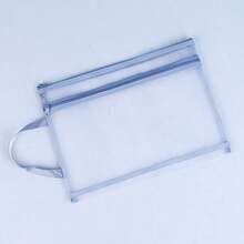 1pc A4 Size Double Layer Mesh Zipper Storage Bag, Made Of Breathable Transparent Nylon Material, Equipped With Sturdy Zipper And Handle, Suitable For Stationery, Paper, Books, Craft Materials, Equipment And Snacks - Color-Coded Classification For Easy Organization - Multicolor - View 9