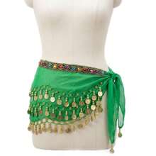 Belly Dance Scarf With Stones And Coins  Luxury Various Models - New Arrival - 綠色 - 查看 1