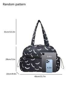 Fashionable And Bat Print Travel Bag, Versatile With Large Capacity And Multiple Pockets, Niche And Personalized Shoulder Crossbody Bag - Multicolor - View 5