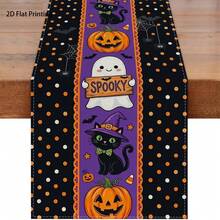 Halloween Table Runner, Buffalo Plaid Border Witch Haunted House Pumpkin Bat Moon Print Table Runner, Holiday Party Dining Table Decor For Halloween Home Kitchen Decoration - 180 X 30 cm - View 7