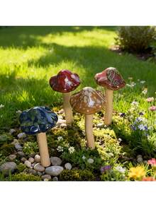Rustic Ceramic Artificial Mushroom Plug-In Moss Micro Landscape Decor Garden Yard Potted Plant Landscaping Small Ornament Creative Gardening Decoration - Multicolor - View 6