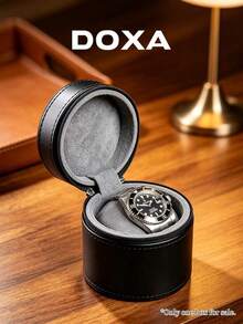 DOXA 縫線圓筒手錶收納袋，附金屬拉鍊，迷你懷錶盒，適合戶外使用與節日包裝，不含手錶 - 黑色 - 查看 6