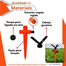 Kit Personalizado 5 Aspersor Giratório Tipo Espiga C/3 Jatos + Engates + Adaptador - A - Visão 8