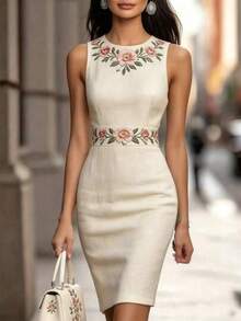 Women Midi Dresses - Apricot - View 1