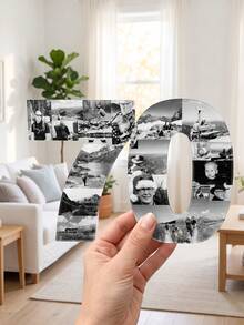 1pc Custom Photo Collage Acrylic Stand Ornament, Personalized Splicing Digital Desktop Decor Sign For Birthday Party Home Tabletop Decoration Gift - Multicolor - View 3