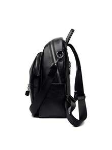 2026 New Women's Shoulder Bag High Quality PU Leather Backpack Luxury Designer Brand Backpack Large Capacity Girl Travel Book Bag - Black - View 6