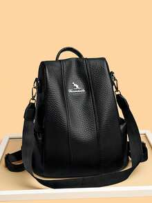 LANYIBAIGEROO New Fashion Women's Luxury Designer Anti-Theft Backpack, Soft Leather Large Capacity Student School Bag Travel Backpack - Black - View 2