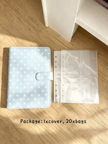 A5 Polka Dot Small Card Storage Album, 4-Pocket 6-Ring Cute Card Collection Binder, PU Leather Cover, Suitable For 2x3 Inch Photo Cards/Trading Cards (Pink/Black/White/Blue/Red) - Rectangle - View 11