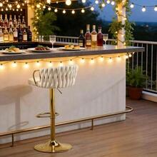 Table Stool With Soft Cushion, Comfortable Seating, Elegant Bar Stool, Kitchen Chair, Cafe Chair (Only One Bar Stool Included) - Milky - View 2