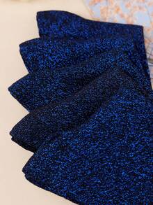 1/5/10 Paar Unisex Marineblau Glänzendes Gold & Silber Lurex Mittelhohe Socken, Bequem Hohe Elastizität, Geeignet für Pendeln, Ganzjähriges Tragen, Feuchtigkeitsableitend, Atmungsaktiv - marineblau - Übersicht 2