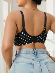 Sujetador inalámbrico de talla grande para mujer, negro con lunares blancos, con pegamento de gelatina, cómodo, suave y de moda - Multicolor - Ver 2