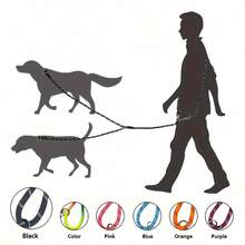1pc Reflective Nylon Hands-Free Crossbody Pet Leash, Outdoor Running Crossbody Pet Leash, Suitable For Large, Medium And Small Dogs - Black and White - View 9