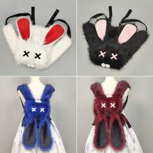 Dark Punk Rabbit Backpack, Niche Culture Rabbit Ears Fluffy Large Capacity Versatile Double Crossbody Bag - A - View 6