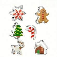 Christmas Cookie Cutter Set, 12pcs Stainless Steel Winter Christmas Cookie Cutter Shapes - Christmas Tree, Snowflake, Moon, Gingerbread Man, Gingerbread Girl, Bell, House, Five-Point Star, Heart, Boot, Candy Cane, Colorful Ball Stainless Steel Cookie Cutter - View 13
