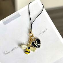 1pc DIY Letter Bee Phone Chain Pendant, Personalized CCD Camera Keychain, Cute INS Style Phone Charm - Multicolor - View 4