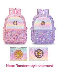3pcs Unicorn Shiny Glitter Backpack Set, Includes Matching Insulated Lunch Bag And Pencil Case, Perfect For School, Travel And Back To School Season - Multicolor - View 6
