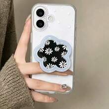 Blue Border White Flower Cloud Mirror Holder Airbag Adhesive Back Mount Phone Holder - Mint Blue - View 4