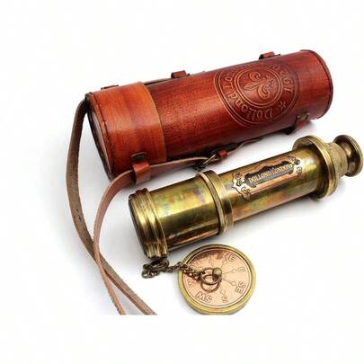 OCEAN REPLICAS - Telescopio antiguo de 16 pulgadas - Spyglass náutico de latón con caja de piel - Telescopio pirata clásico regalo para marineros y coleccionistas