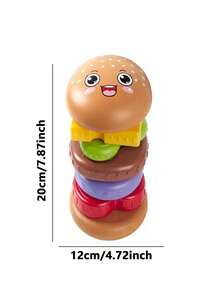 Baby Rotating Tower Stacking Hamburger Toy - Rotating Funnel Building Blocks Early Education Toy, Stacking Machine Hamburger Bread Tower, Baby Rotating Stacking Toy, Stacking Machine Montessori Infant Toddler Toy, Random Color - Multicolor - View 9