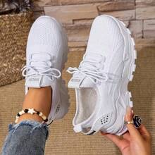 Women'S Sneakers, Stylish Walking Shoes, Lightweight Casual Shoes, Road Running Shoes, Non-Slip Breathable Tennis Shoes, Mesh Air-Cushioned Sneakers - White - View 5
