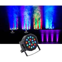 Compatible con luces de lavado DMX, modo de control por sonido, conexión en cadena de alimentación y soportes dobles para iluminación de DJ y club. |   18x1W LED, estroboscópico, mezcla de colores, activado por sonido, conexión en cadena, diseño ultrafino, maestro/ - Negro/Blanco - Ver 2