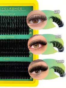 LIMEIKAI 290 Pcs D Curl Fluffy Eyelash Clusters 60D 80D 100D DIY Individual False Eyelashes Super Volume Natural Soft Lightweight Reusable Eyelash Extension Kit For Beginners Home Daily Party Travel Halloween Festival Use - D - View 8