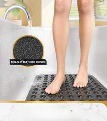 Black Non-Slip Bathtub Mat 101 * 40 Cm, Extra Long, Anti-Slip Shower Mat For Bathtub And Shower - 1pc - View 3