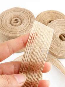 1pc/4pcs Natural Jute Ribbon Roll, Vintage Hollow Jute Fabric Ribbon, Wedding Christmas Gift Box Packaging, DIY Handmade Bow Decoration Hemp Rope Ribbon, Gift Wrapping Supplies (5m) - Webbing - View 1