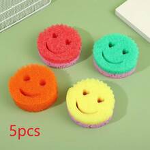 1/3/5pcs Heart & Smiling Face Multi-Functional Dual-Layer Temperature-Sensitive Cleaning Sponges, Cute & Powerful Stain Removal, Double-Sided Kitchen Sponge, Temperature-Sensitive Gentle Cleaning Pad, Suitable For Dishware Cleaning, Multi-Purpose Sponge Tray For Modern Kitchen Sink, Dishwashing - A - View 13