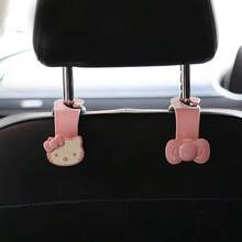 SANRIO 2件組 Hello Kitty 車用座椅背掛勾收納架,可愛鑰匙圈與口罩收納,耐用 ABS 塑料,粉色/黑色,適用於大多數車型,汽車配件,車鑰匙掛鉤,趣味設計,結構穩固,送給家人朋友的貼心禮物 - A - 查看 7