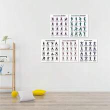 5-Piece Tai Chi Exercise Poster Set, Balance And Flexibility Training Charts, Seated Tai Chi And Walking Guide, Home Gym Wall Decor, Unframed Instructional Fitness Art Prints - 5-piece Set - View 6