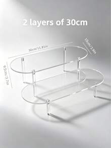 1 pieza Soporte de exhibición acrílico multicapa extendido de 30cm/11.8in, estante de exhibición trapezoidal de 3 niveles, estante de almacenamiento y exhibición para el hogar, adecuado para joyas, cosméticos, estante de almacenamiento y exhibición multicapa transparente, soporte para pasteles, estante para perfumes, forma ovalada - A - Ver 10