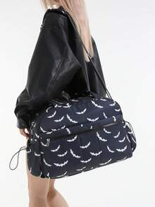 Fashionable And Bat Print Travel Bag, Versatile With Large Capacity And Multiple Pockets, Niche And Personalized Shoulder Crossbody Bag - Multicolor - View 2