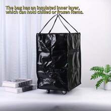 Large Capacity Foldable Shopping Tote Bag With Wheels, Portable Collapsible Grocery Bag For Shopping & Camping, Over 2.64 Gallons Capacity - Rose - View 5