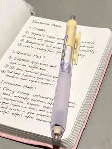 1/5/10pcs Yellow & Purple Duo" Quick-Drying Retractable Gel Pen With Needle Tip And Soft Grip – Stylish Student Pen Ideal For Heavy Writing/Practice - C - View 7