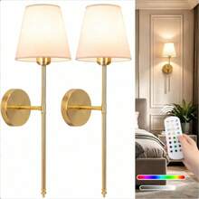 2pcs Rechargeable Wall Lights, Wireless Wall Lamps, Detachable RGB Rechargeable Bulbs With Remote Control, Suitable For Bedroom, Living Room, Hallway, Dining Room, Stairs, Home Decor Lighting - Dimmable - View 1