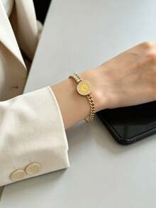 1pc High-End Design Couple Bracelet Luxury Light Luxury Fashion Women's Daily Minimalist Wear Jewelry - Multicolor - View 4
