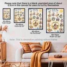 1pc First Trip Around The Sun 1st Birthday Photo Board Space Milestone Poster 12-Month Collage Custom Poster, Bedroom Decor For Adults, Customized Wall Art, Pictures Custom Photo, Customizable Things, Room Decor, Optional Frame. - Multicolor - View 4