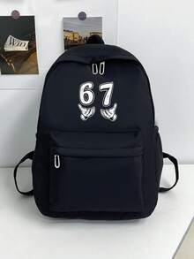 1pc Solid Color Men's Fashion Backpack, Versatile Large Capacity Casual Commute Student Backpack For Men And Women - Black - View 1