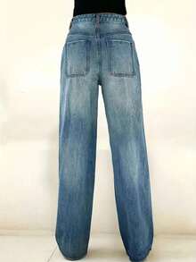 Teen Girls' Versatile Washed Wide Leg Pockets Casual Pants - Royal Blue - View 2