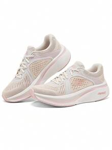 Skechers Women's ELEVATE Thick-Soled Cushioned Lightweight Casual Running Shoes - Beige/Pink - View 1