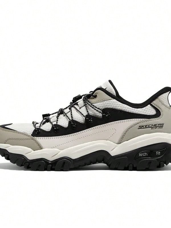 Skechers Men's ARCH FIT Arch Support Outdoor Low-Top Hiking Shoes Work Shoes Casual Sneakers - Black and White - View 1