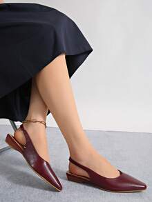 2026新款秋季女款復古瑪麗珍鞋 法式優雅低口粗跟高跟鞋 - 酒紅色 - 查看 5