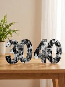 1pc Custom Photo Collage Acrylic Stand Ornament, Personalized Splicing Digital Desktop Decor Sign For Birthday Party Home Tabletop Decoration Gift - Multicolor - View 5