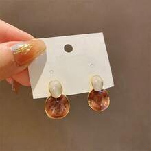 Round Drop Earrings - Coffee - View 8