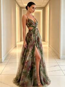 Women Cocktail Dresses - Army Green - View 2