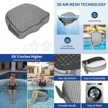 Hot Tub Booster Seat, Weighted SPA Booster Seat Cushion For Adults, 3D Air Mesh Hot Tub Seat Accssories With Non-Slip Micro Dot Bottom, Indoor Or Outdoor Quick Dry Hot Tub Pillow - A - View 10