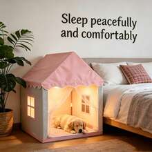 1pc Multi-Style Pet Tent House, Universal House Shape, Breathable Fabric With Windows And Curtains, Indoor/Outdoor Pet Bed For Dogs And Cats - one-size - View 1
