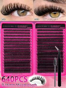 544/640pcs 10D-80D D-Curl Cluster False Eyelashes, Fluffy Natural Dense DIY Eyelash Book, Soft And Long-Lasting, Fox Eye/Cat Eye Style, Suitable For Beginners And Professionals, Portable Travel Pack, Applicable For Daily Work, Wedding, Party And Stage Makeup - DD - View 24